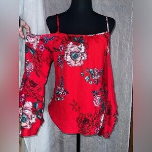 Red floral off the shoulder blouse Bundle & save 30% off 2+ items